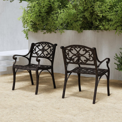 Sanibel Bronze Aluminum 7- Piece Outdoor Dining Set with 72 Oval Dining Table and Six Armchairs by Homestyles