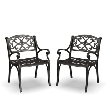 Sanibel Bronze Aluminum 7- Piece Outdoor Dining Set with 72 Oval Dining Table and Six Armchairs by Homestyles