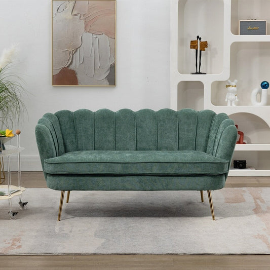 Small Mini Room Couch Two-Seater Sofa with Gold Metal Leg - 2 Seat