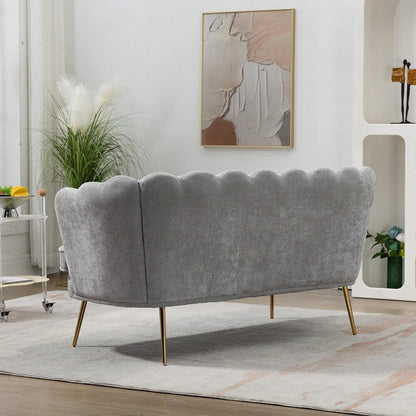 Small Mini Room Couch Two-Seater Sofa with Gold Metal Leg - 2 Seat