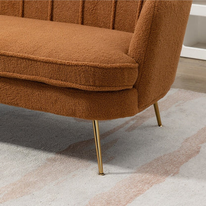 Small Mini Room Couch Two-Seater Sofa with Gold Metal Leg - 2 Seat
