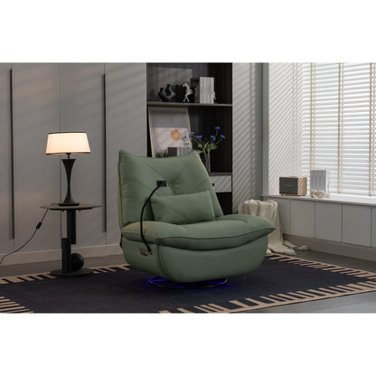 Swivel Glider Power Recliner with Bluetooth Speakers, Phone Holder, USB and Type-C Charging Ports, Hidden Arm Storage