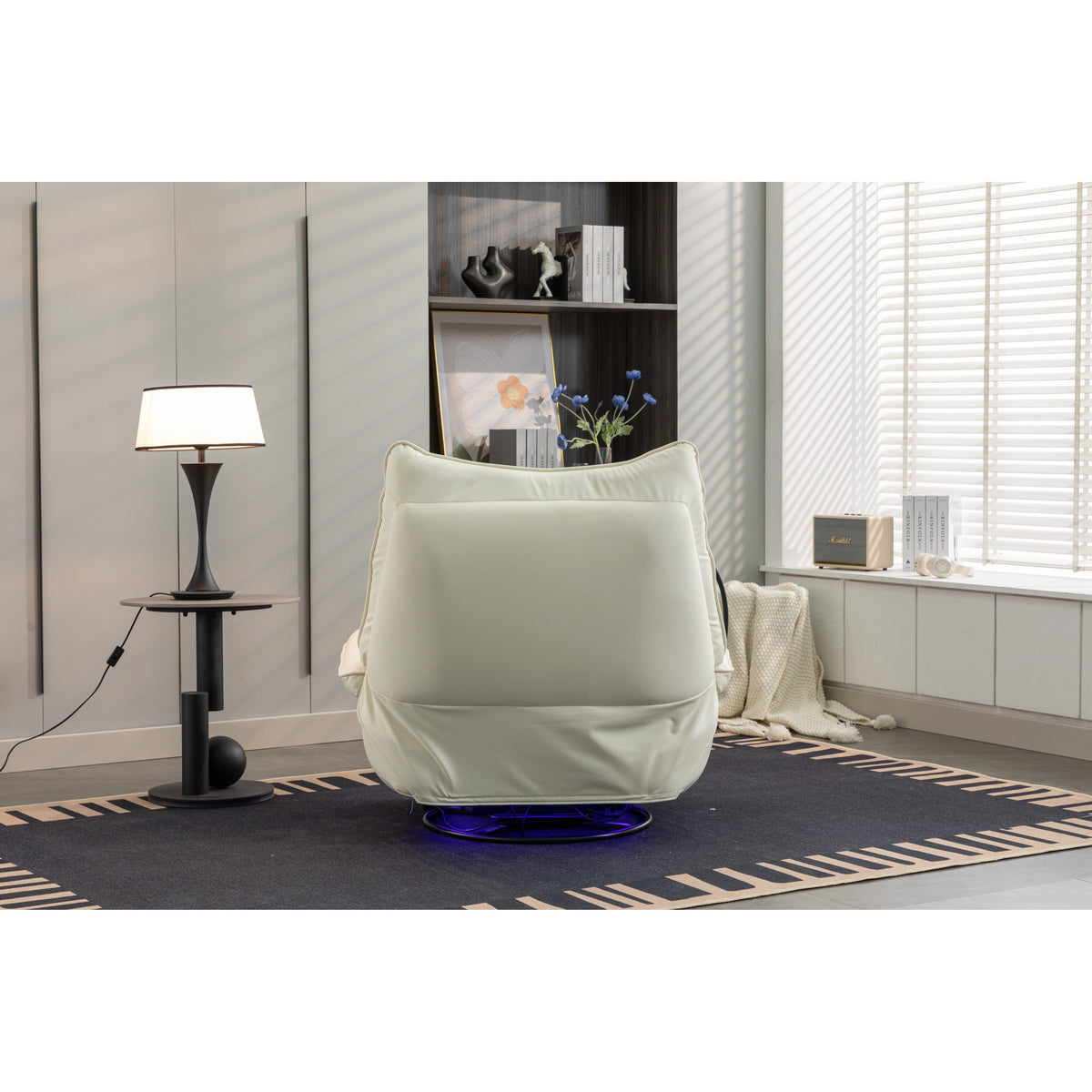 Swivel Glider Power Recliner with Bluetooth Speakers, Phone Holder, USB and Type-C Charging Ports, Hidden Arm Storage