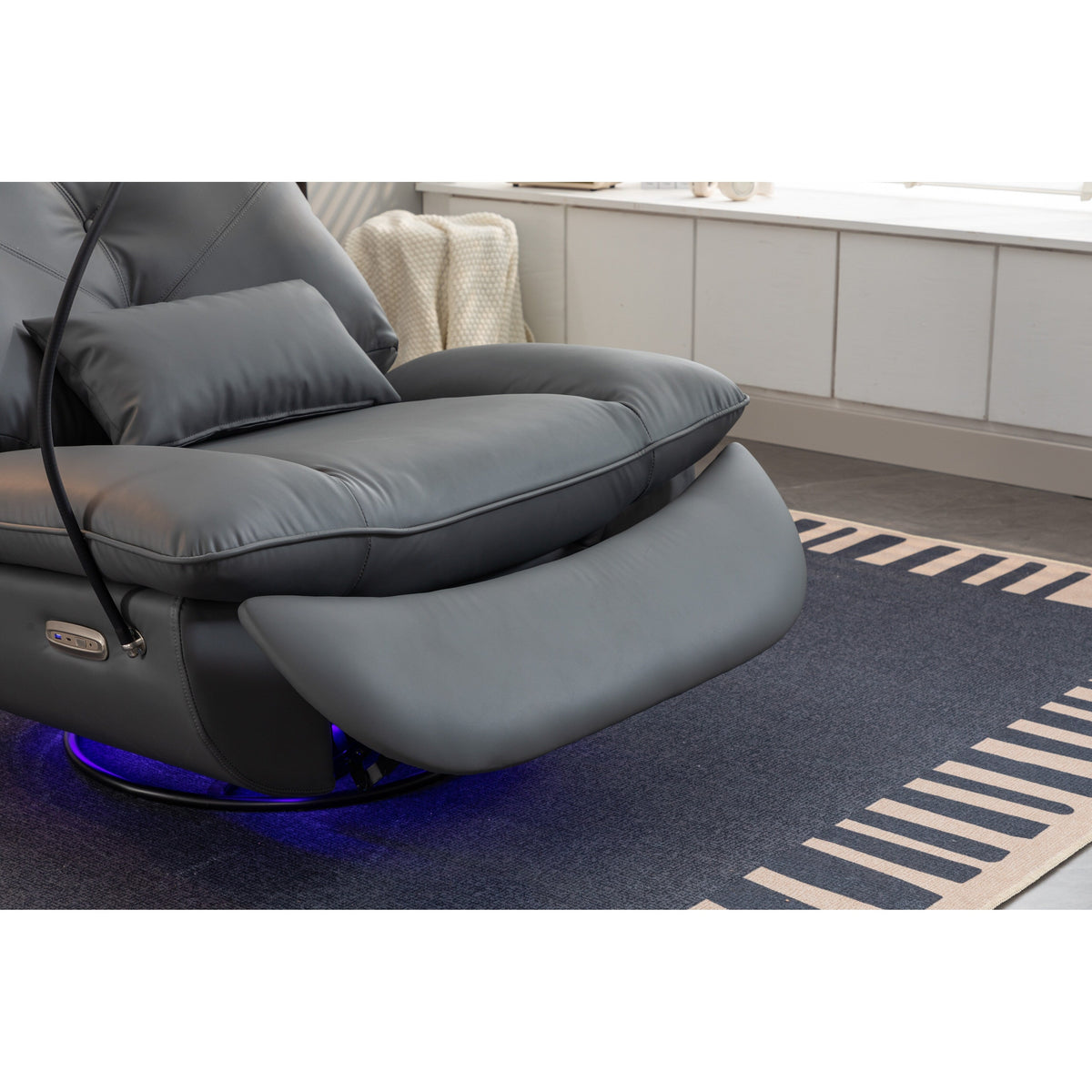 Swivel Glider Power Recliner with Bluetooth Speakers, Phone Holder, USB and Type-C Charging Ports, Hidden Arm Storage