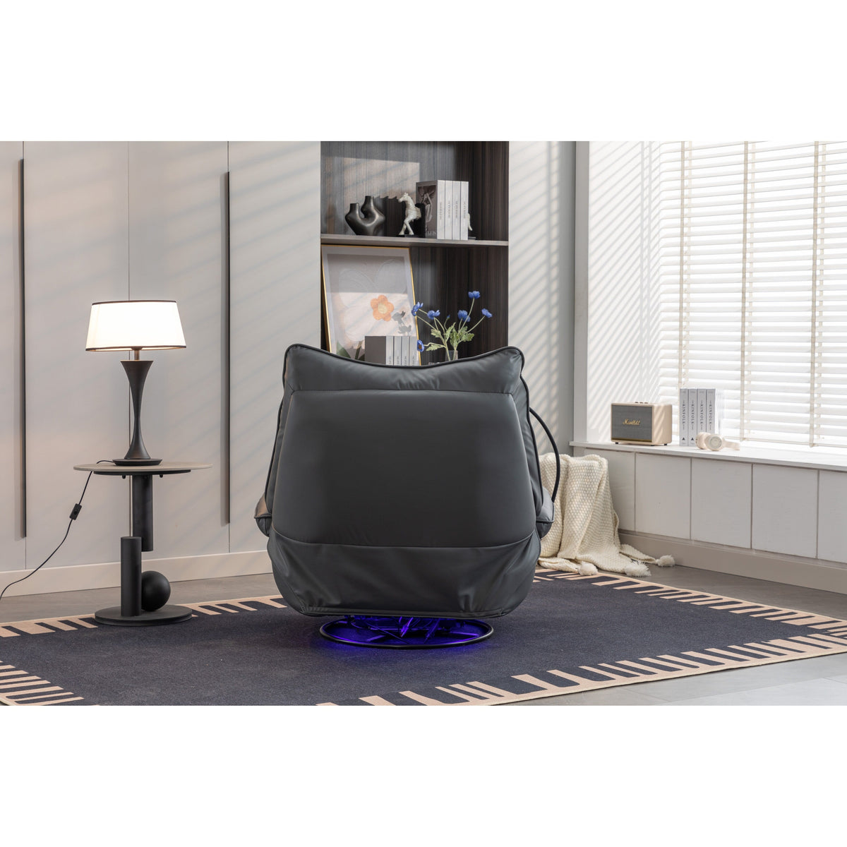 Swivel Glider Power Recliner with Bluetooth Speakers, Phone Holder, USB and Type-C Charging Ports, Hidden Arm Storage