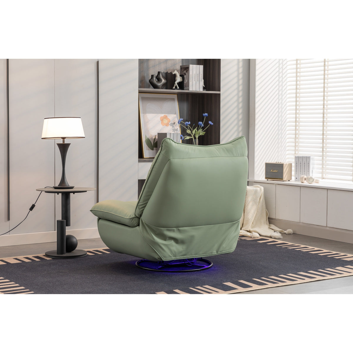Swivel Glider Power Recliner with Bluetooth Speakers, Phone Holder, USB and Type-C Charging Ports, Hidden Arm Storage