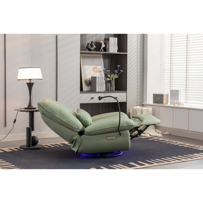 Swivel Glider Power Recliner with Bluetooth Speakers, Phone Holder, USB and Type-C Charging Ports, Hidden Arm Storage