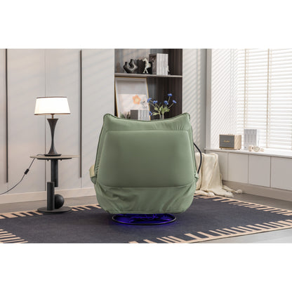 Swivel Glider Power Recliner with Bluetooth Speakers, Phone Holder, USB and Type-C Charging Ports, Hidden Arm Storage