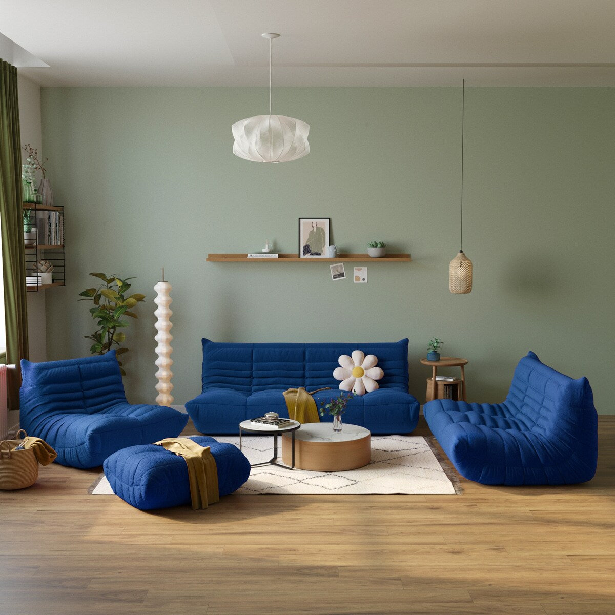 Teddy Velvet Sofa Bean Bag Couch Sets