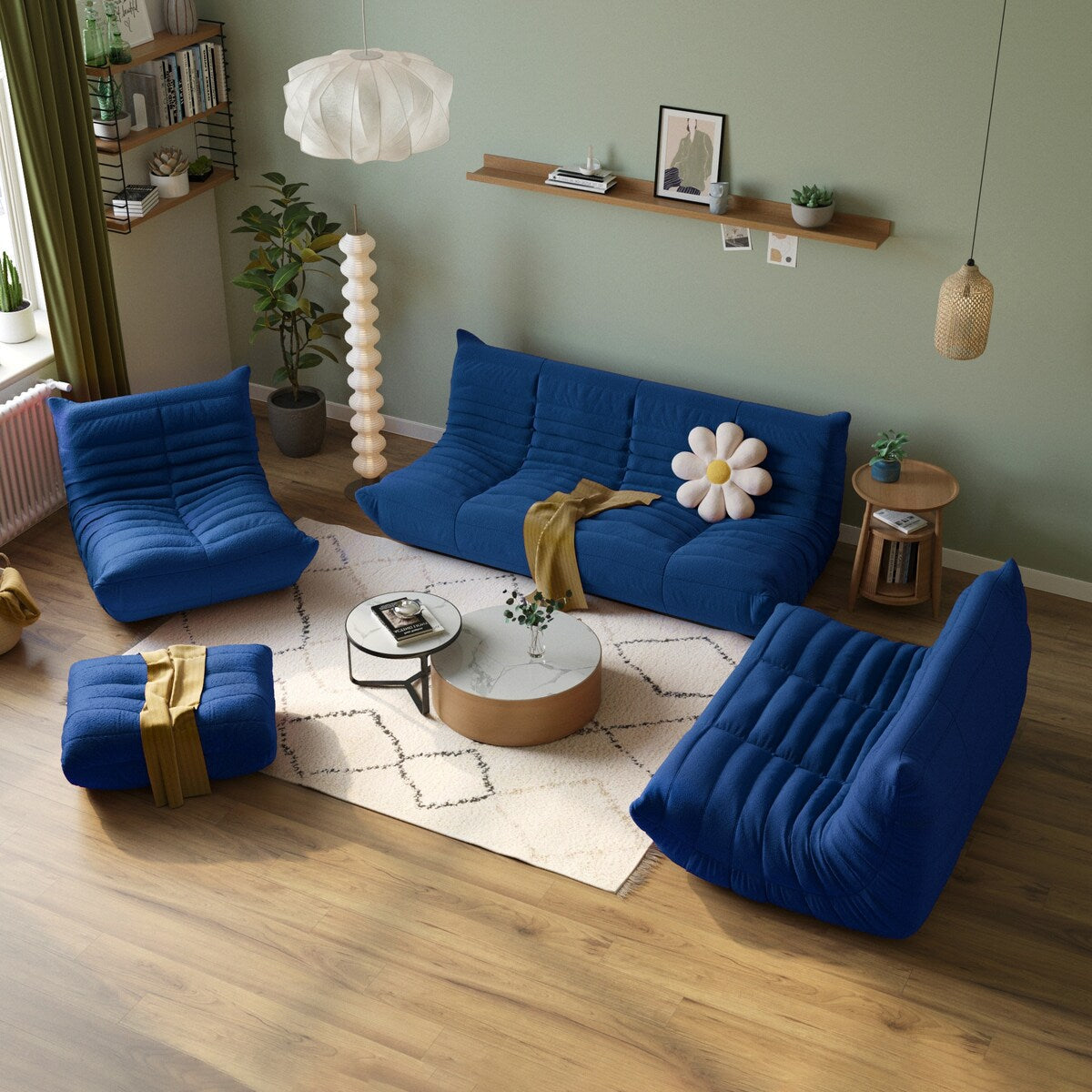 Teddy Velvet Sofa Bean Bag Couch Sets