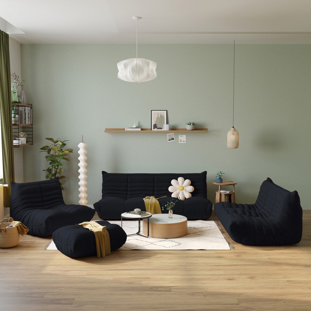 Teddy Velvet Sofa Bean Bag Couch Sets