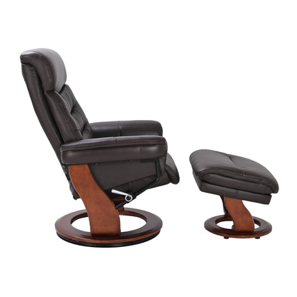 Leather Swivel Recliner with Matching Storage Ottoman