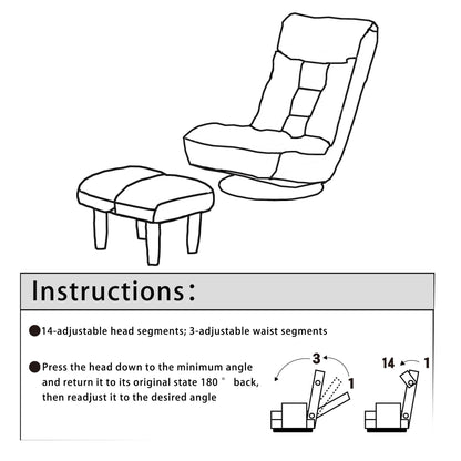 Upholstered Armless Recliner Set with Ottoman and Adjustable Headrest