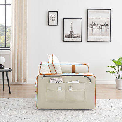 Velvet Convertible 55'' 2-Seater Sleeper Sofa with Pull-Out Bed, Adjustable Recline, Side Pockets, and Phone Holder