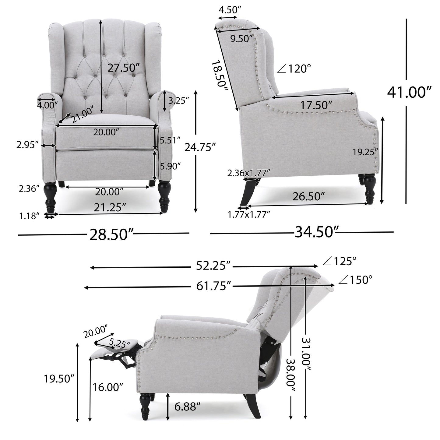 Walter Tufted Fabric Recliners (Set of 2) by Christopher Knight Home