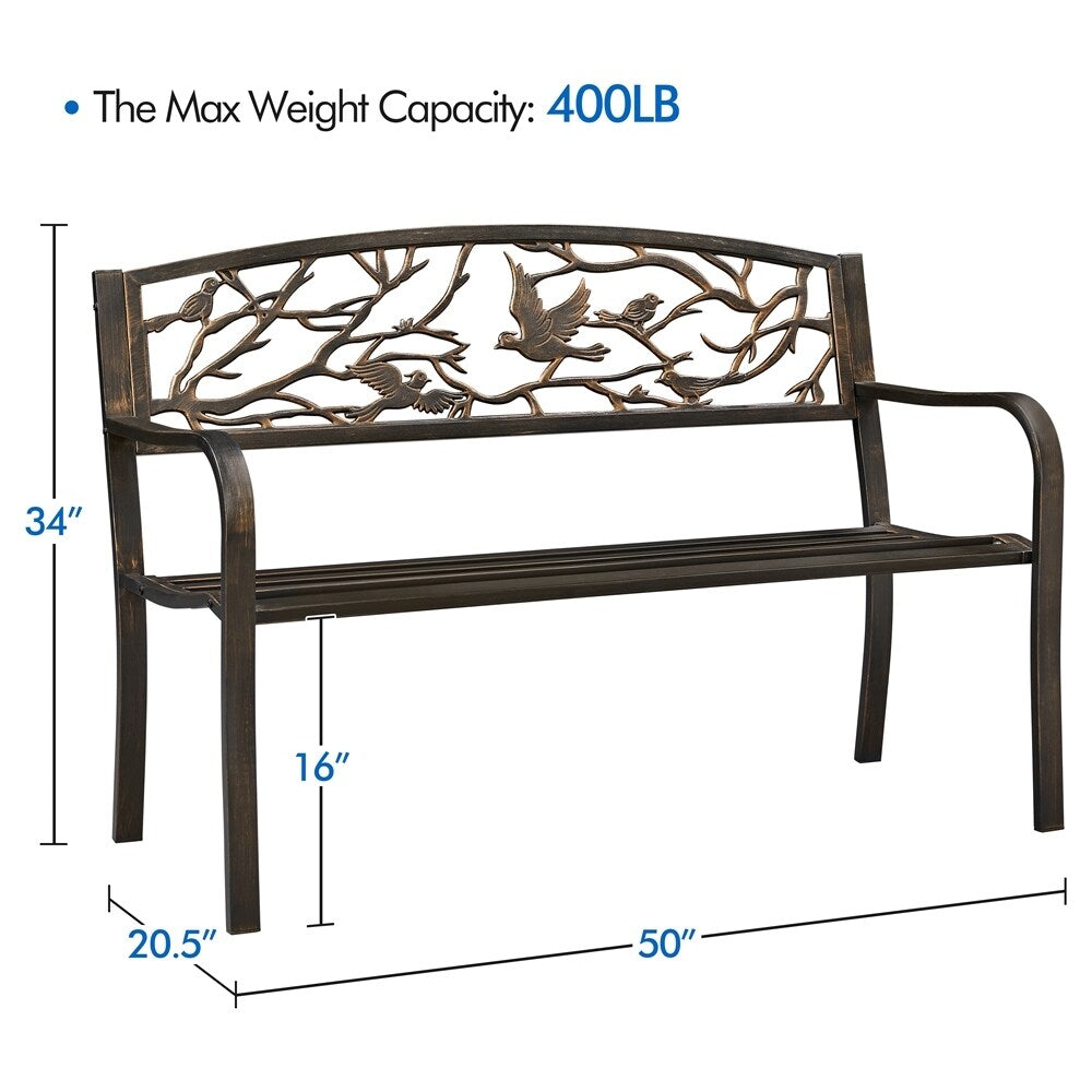 Yaheetech Patio Garden Bench Outdoors Metal Porch Chair - N/A