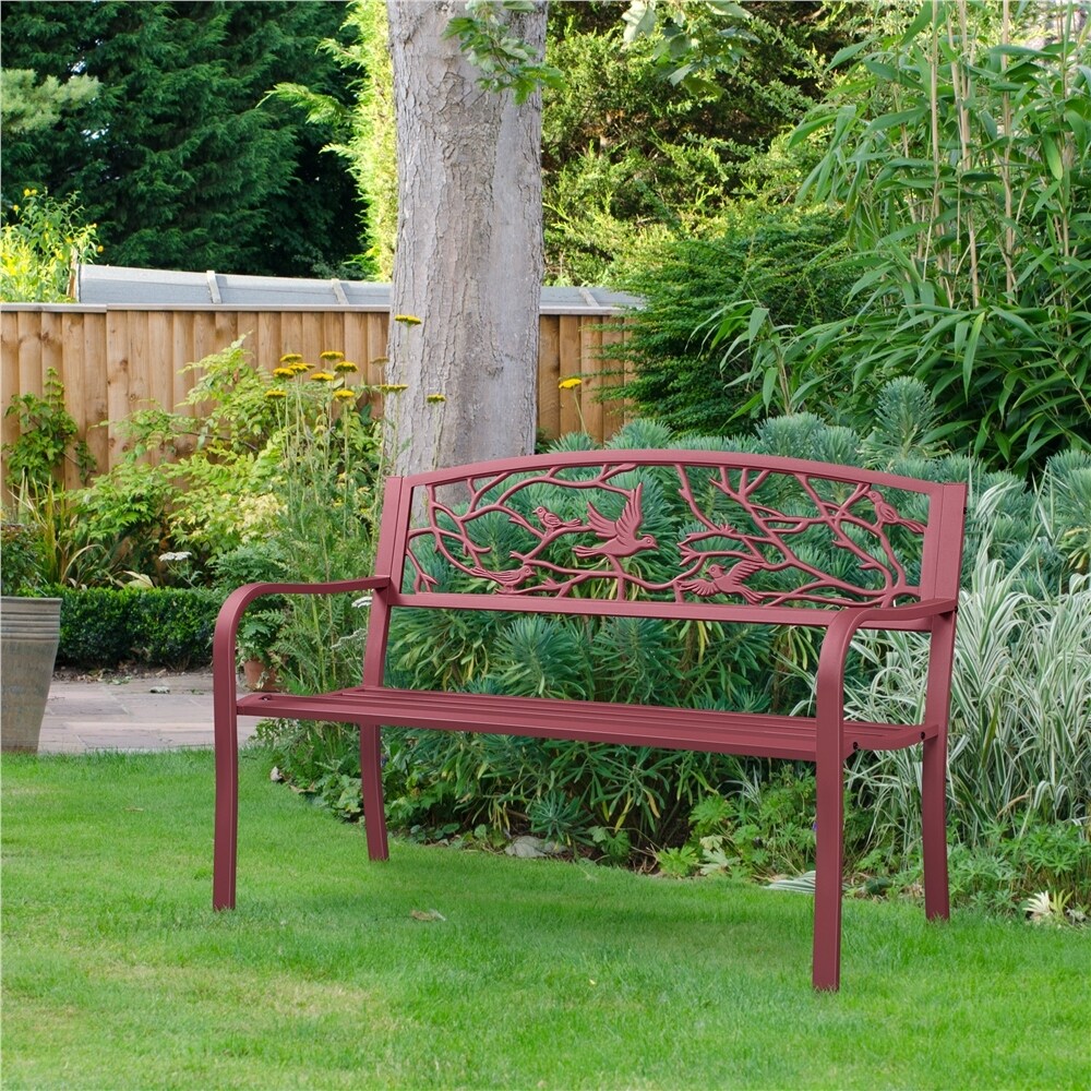 Yaheetech Patio Garden Bench Outdoors Metal Porch Chair - N/A