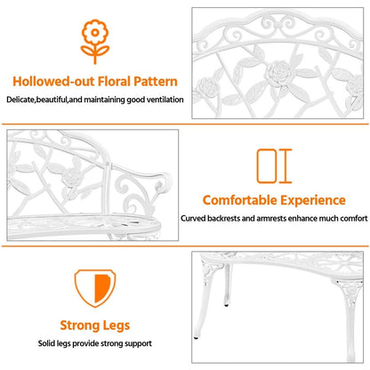 Yaheetech Outdoor Metal Bench Patio Park Garden Bench - N/A