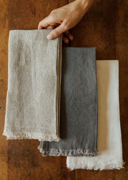 Oversized Frayed Linen Napkins, Set of 4